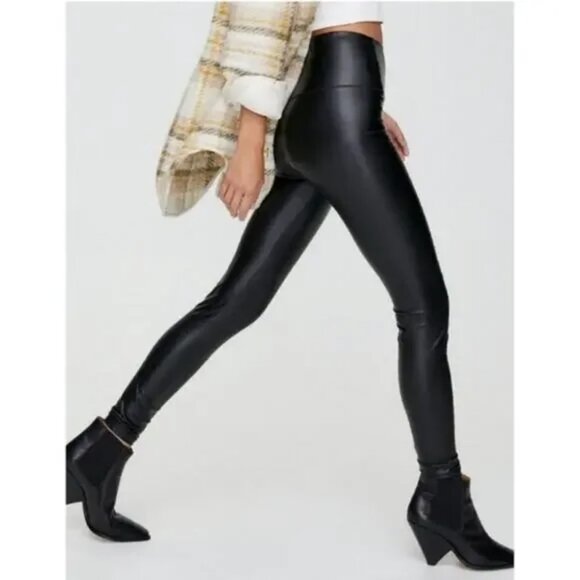 7FAMK 7 For All Man Kind Faux Leather NYE Stretch Pant Leggings Black Small - Picture 1 of 11